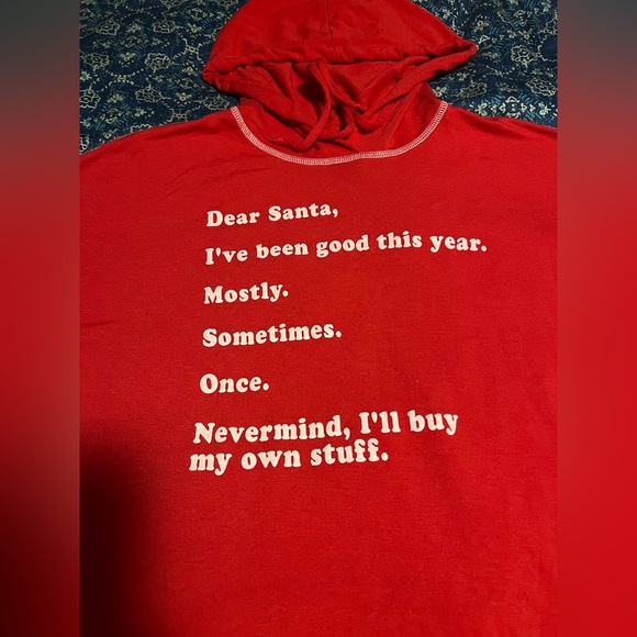 Altar’d State Red “Dear Santa” Christmas Crop Hoodie - Picture 2 of 6